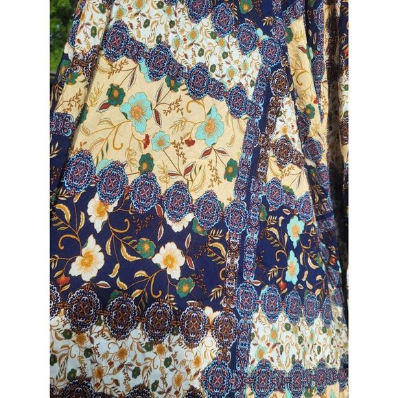 Abel the Label Dress Women's Medium Mixed Print Floral Boho Tie Waist Maxi - Picture 3 of 6